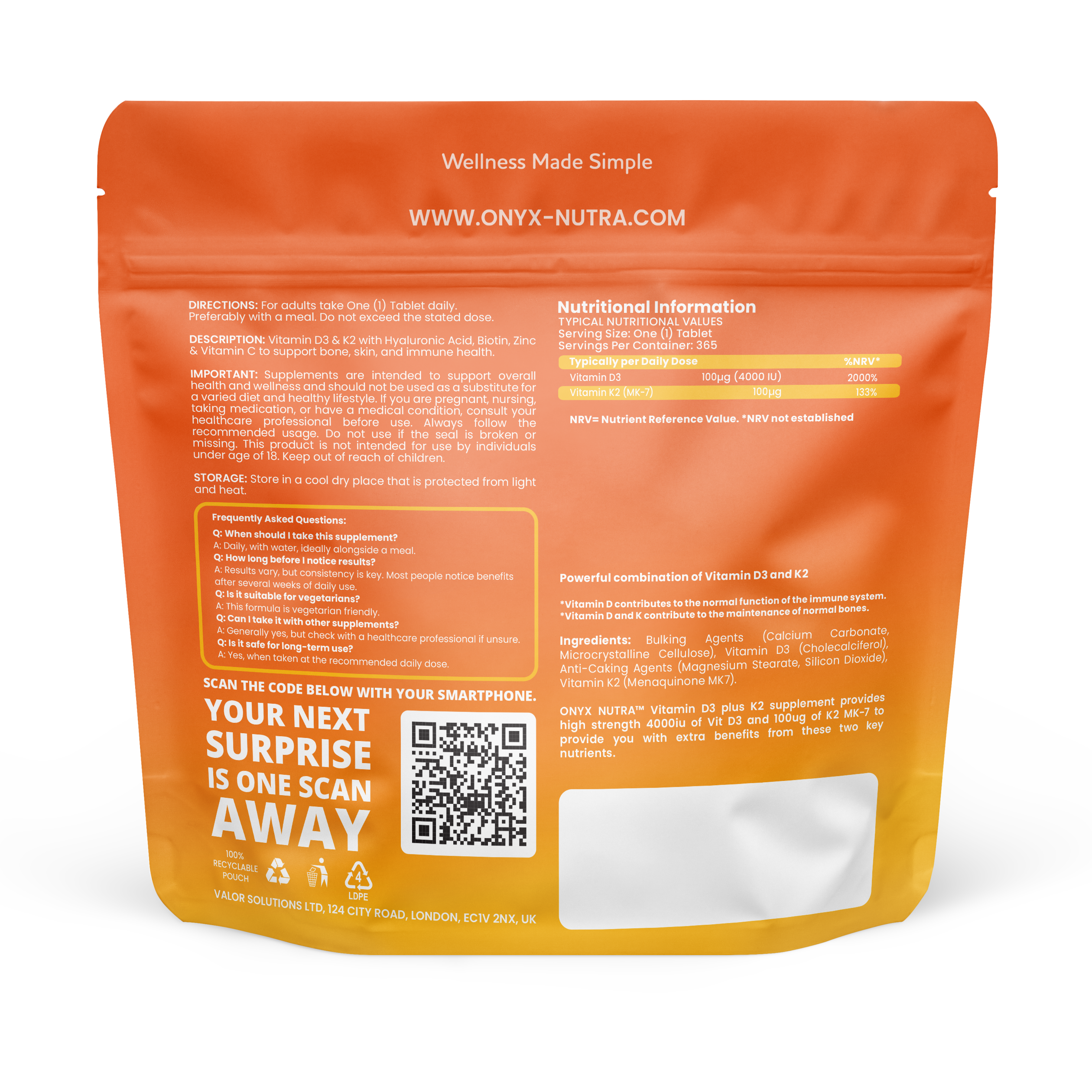 Vitamin D3 + K2 (MK7) Immune Support