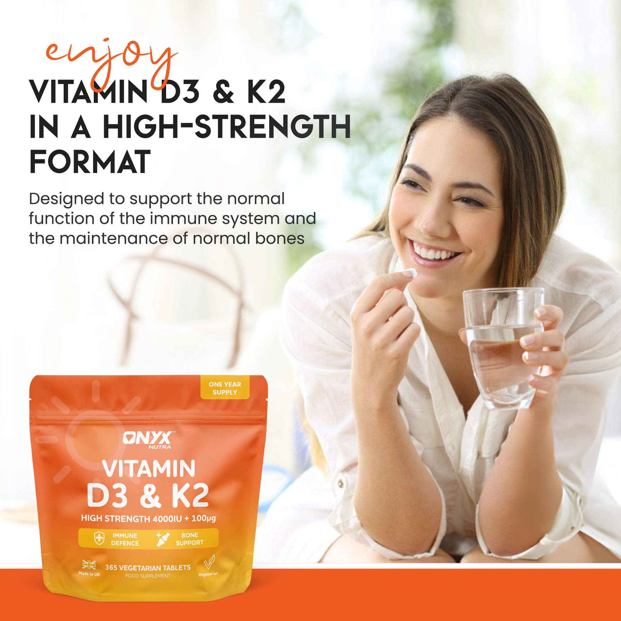 Vitamin D3 + K2 (MK7) Immune Support