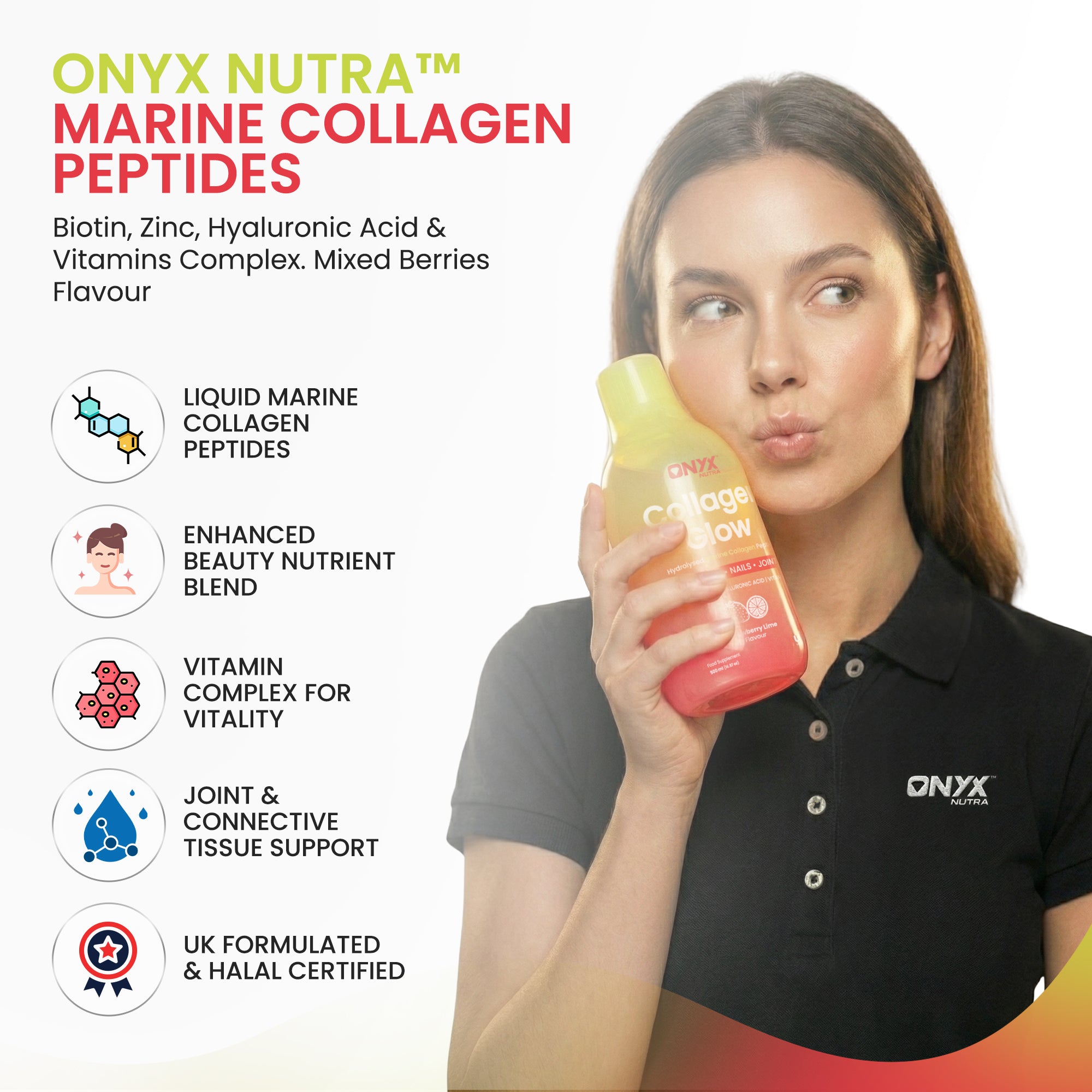 Collagen Glow Liquid Peptides Strawberry Lime