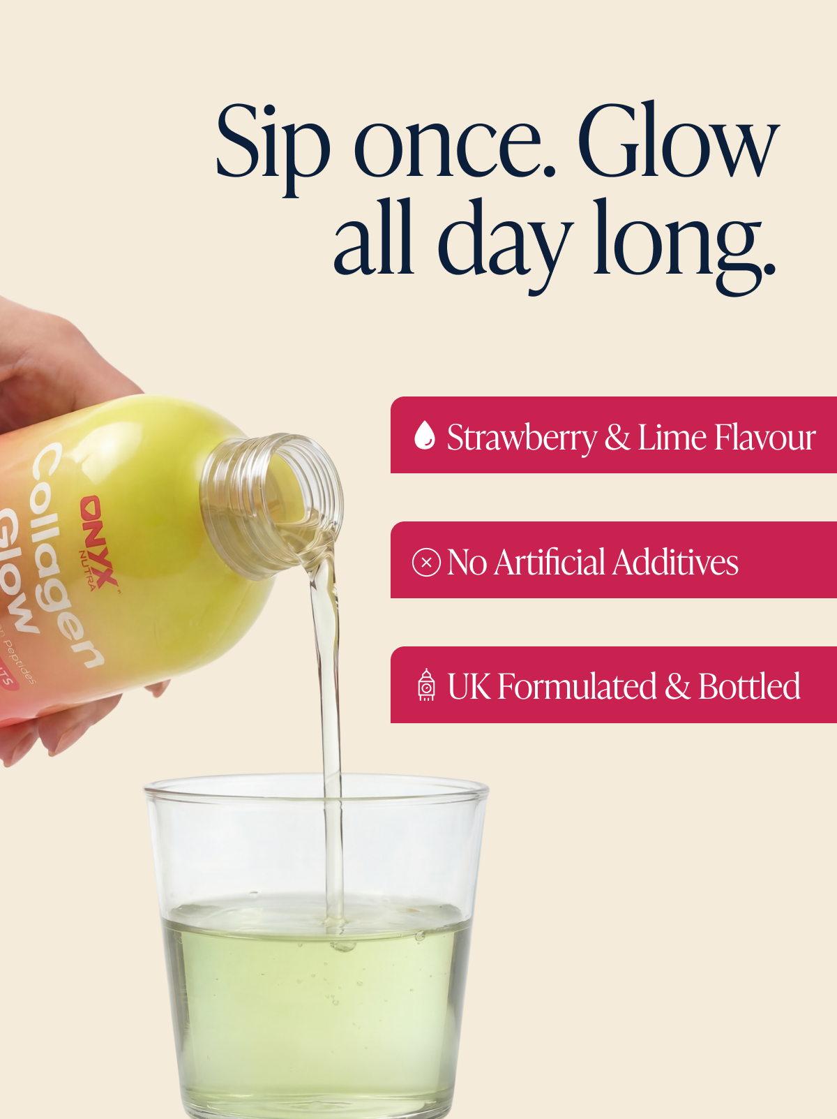 Collagen Glow Liquid Peptides Strawberry Lime