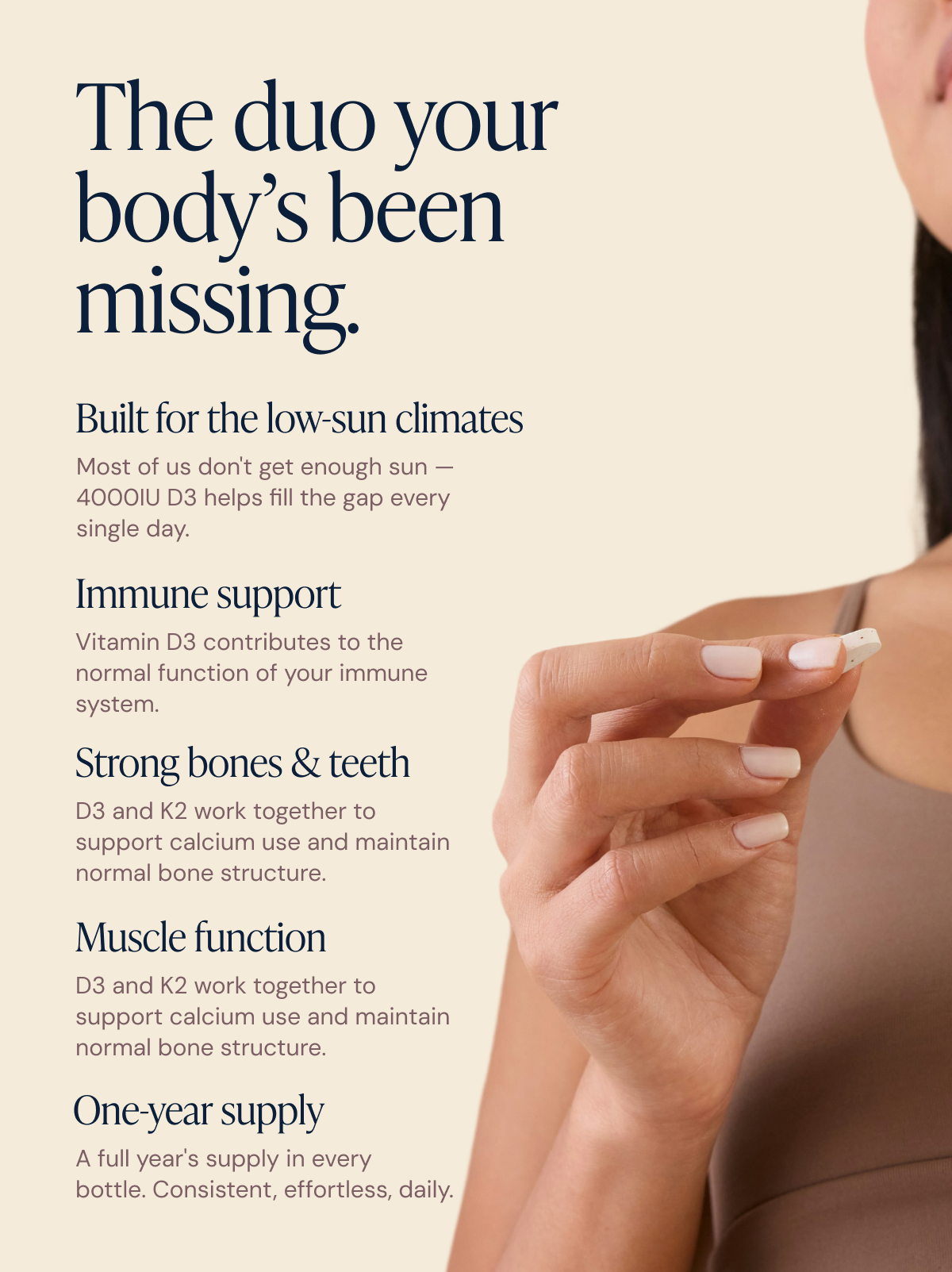 Vitamin D3 + K2 (MK7) Immune Support