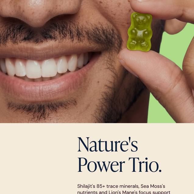 Shilajit, Sea Moss & Lions Mane Gummies