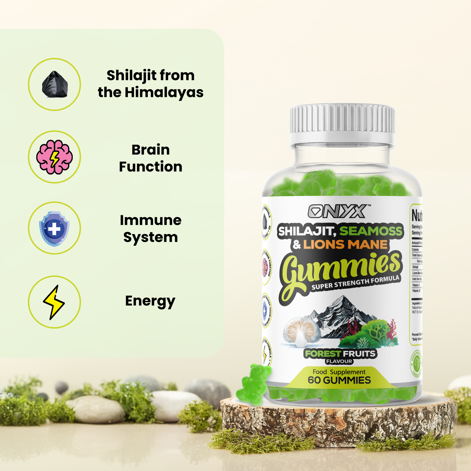 Shilajit, Sea Moss & Lions Mane Gummies