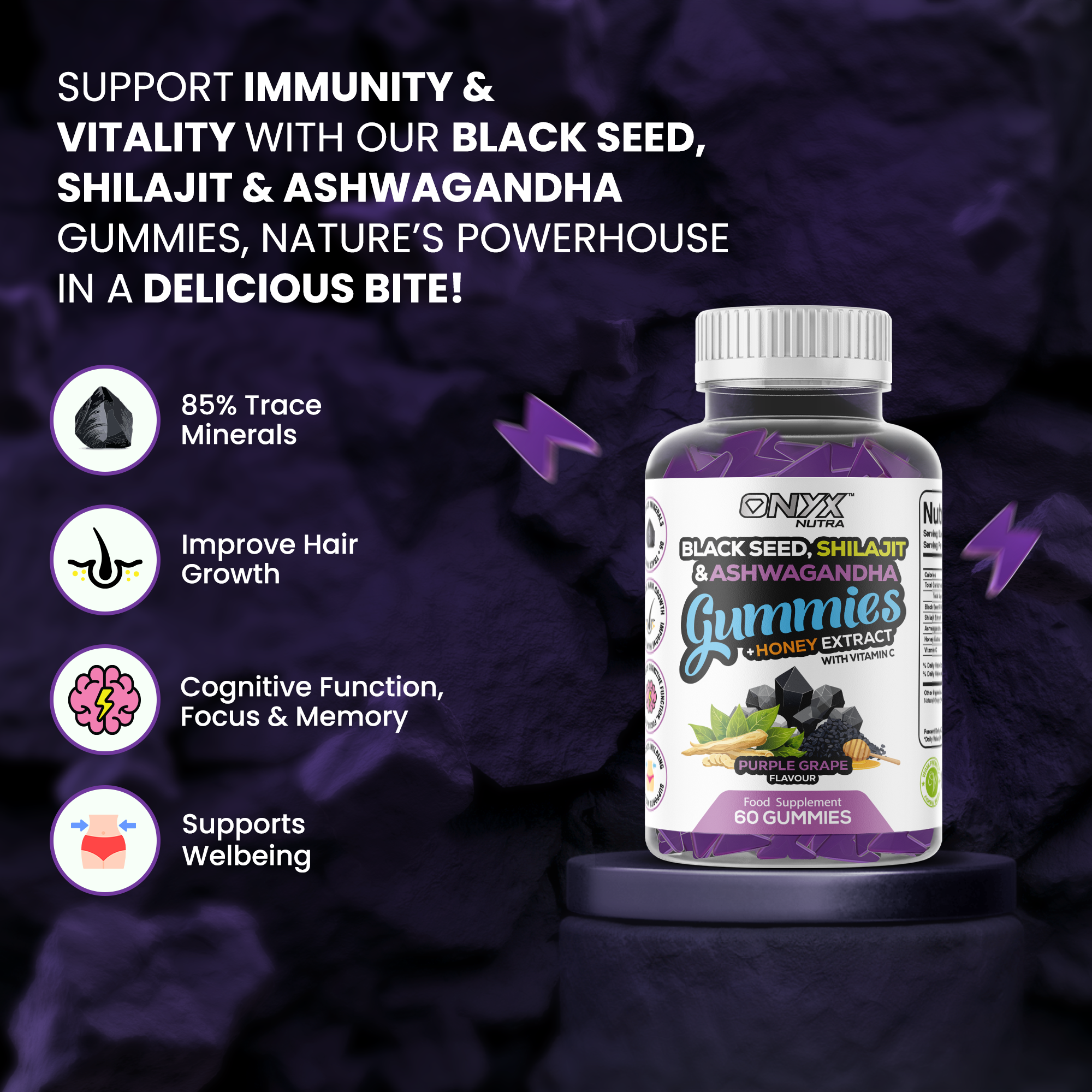Black Seed, Shilajit & Ashwagandha Gummies