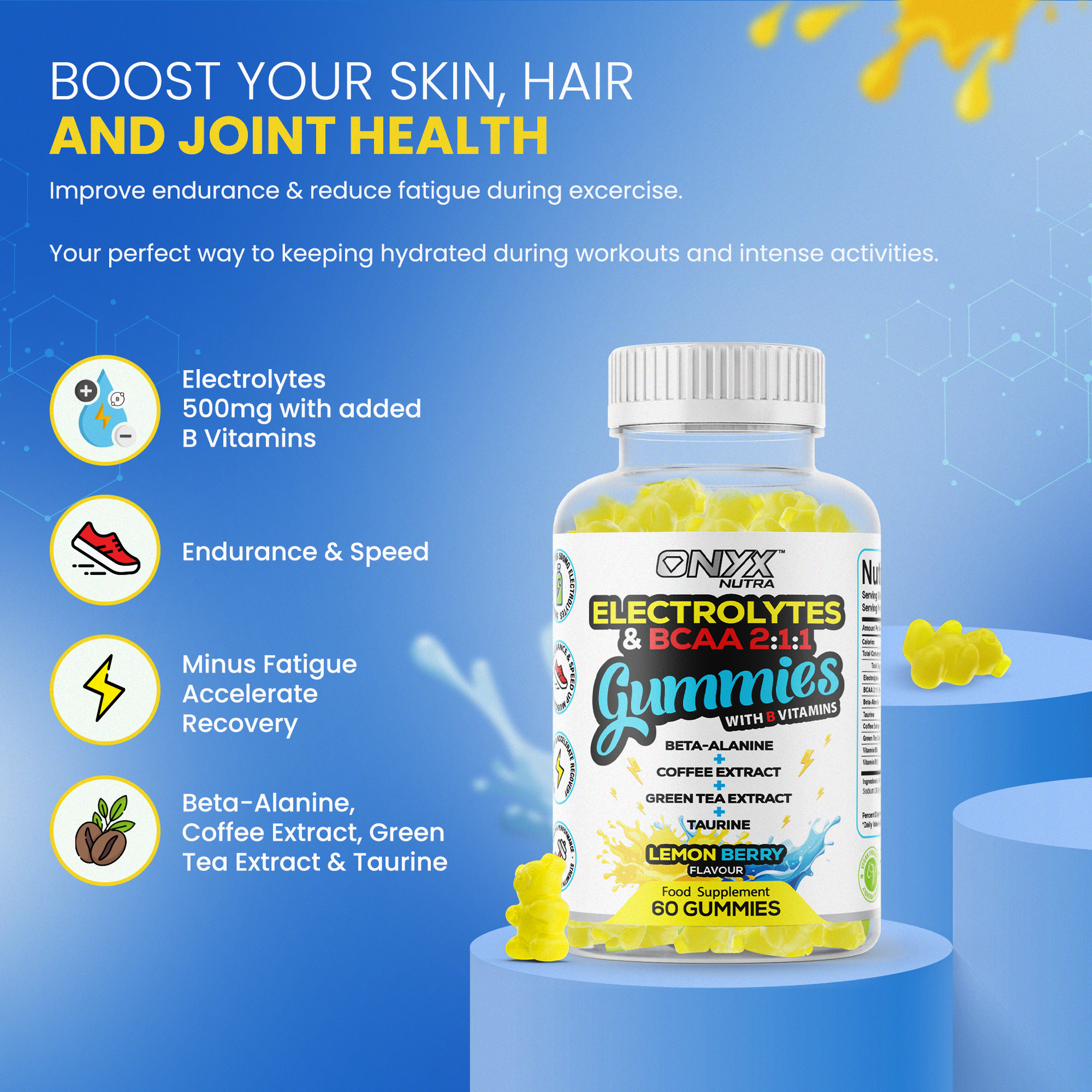 Electrolytes & BCAAs Gummies with Green Tea Extract