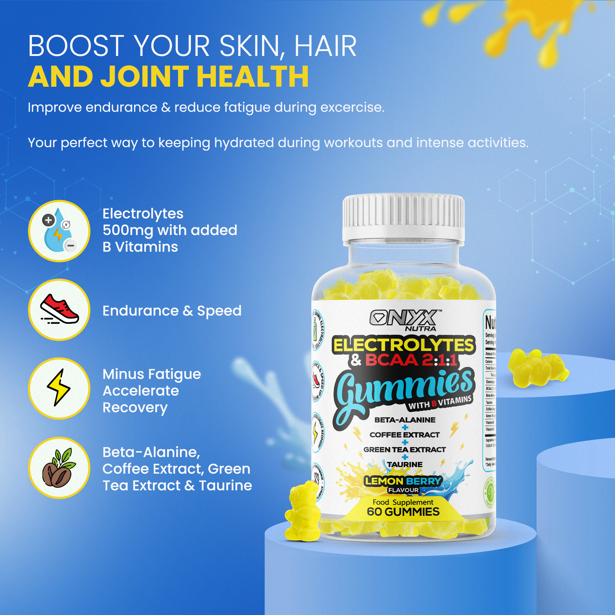 Electrolytes & BCAAs Gummies with Green Tea Extract