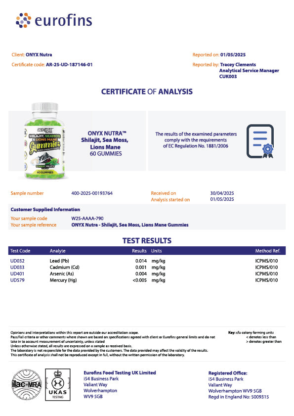 Shilajit, Sea Moss & Lions Mane Gummies.