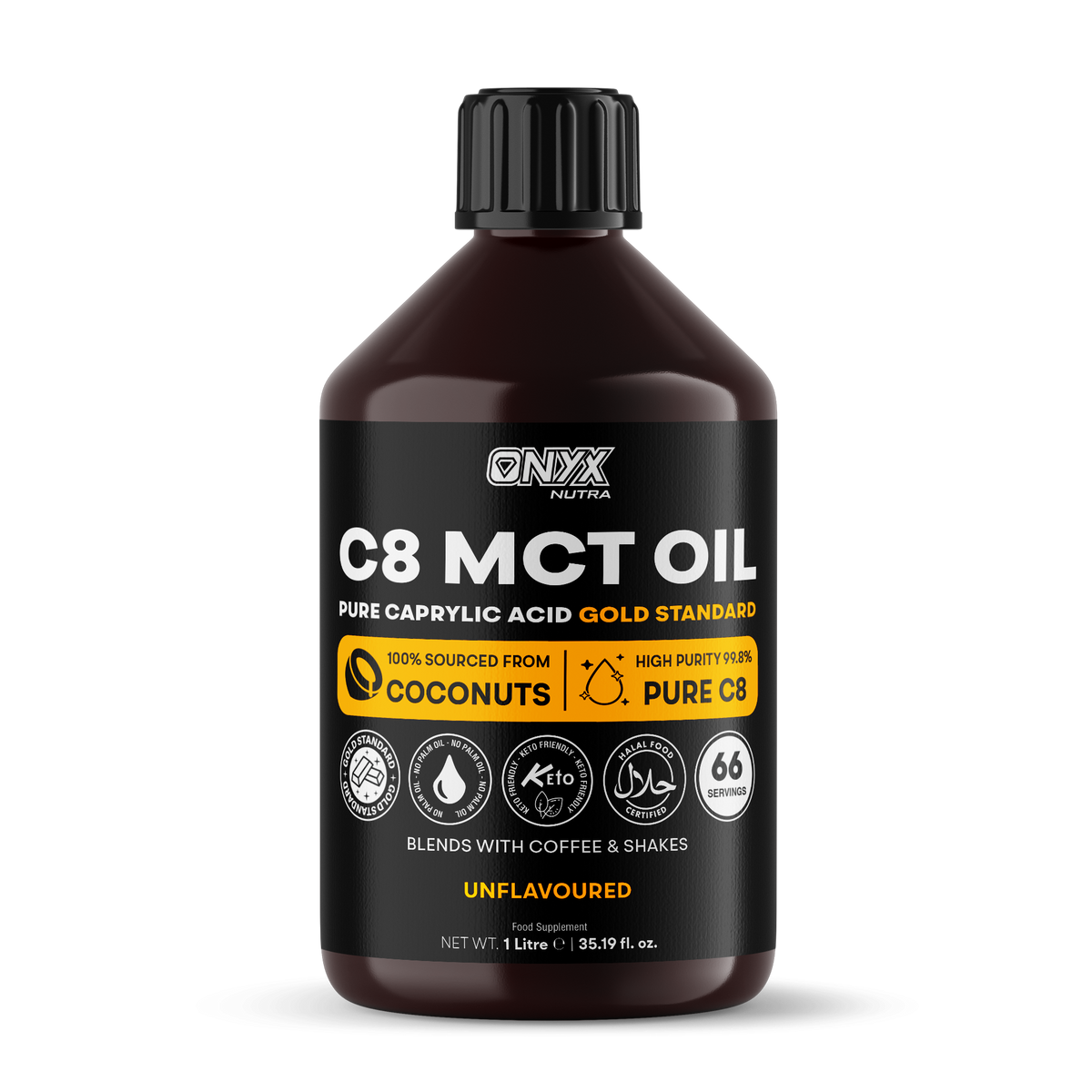 C8 MCT 100% Sourced Coconut Oil - Gold Standard
