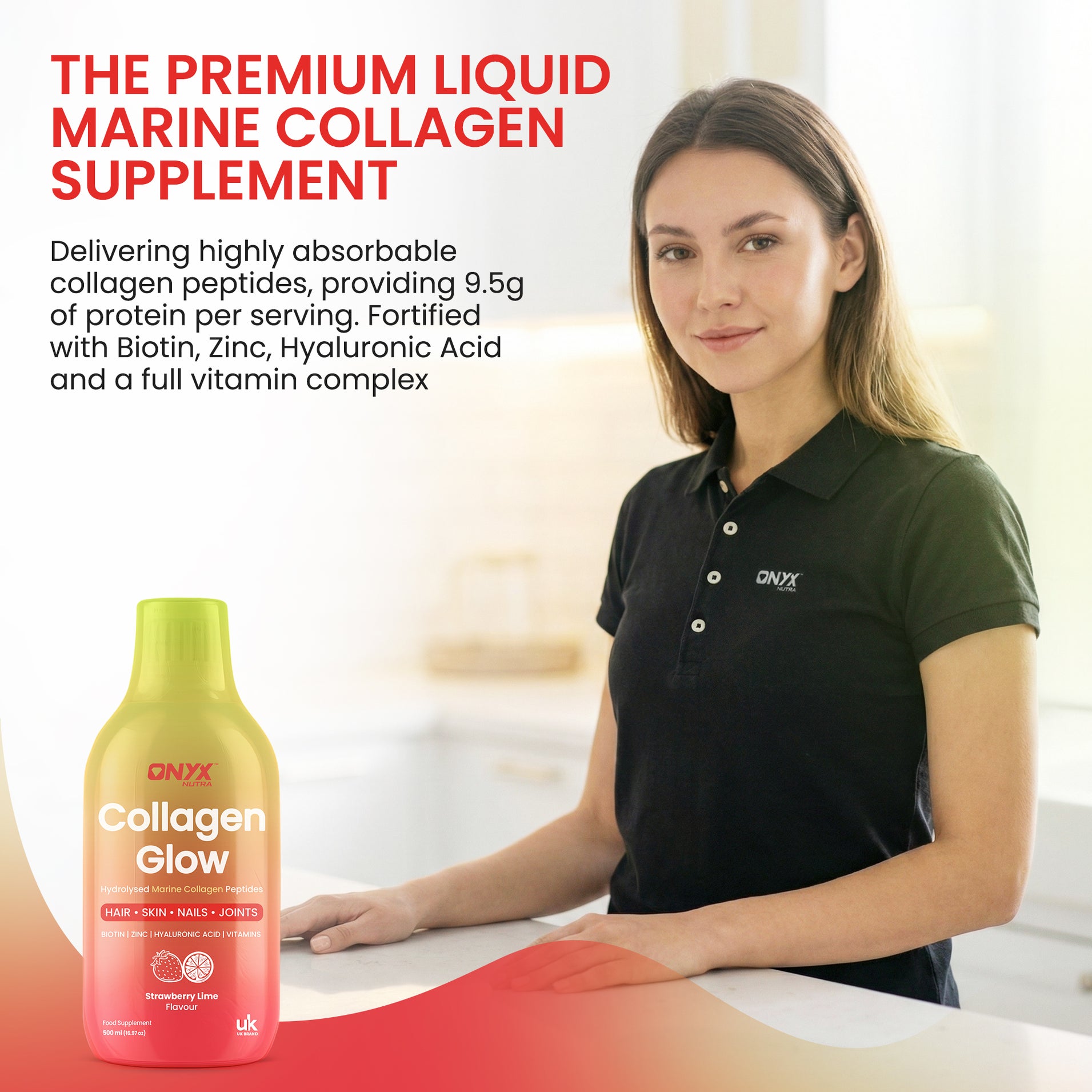 Collagen Glow Liquid Peptides Strawberry Lime