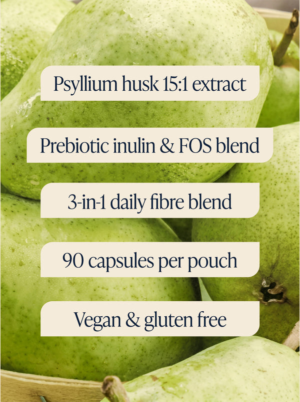Onyx Nutra Fibre Pro+ capsules with key benefits listed