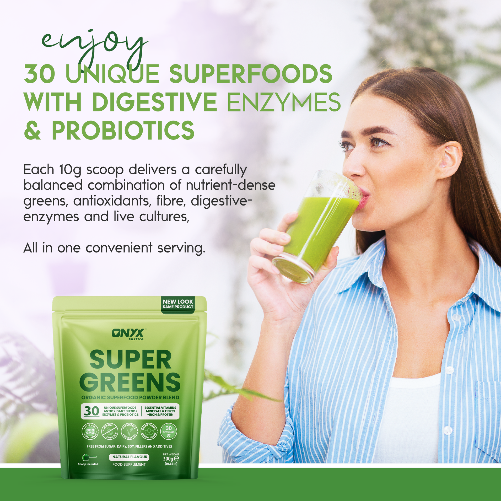 Super Greens Powder - High in Vitamins & Protein Fibre