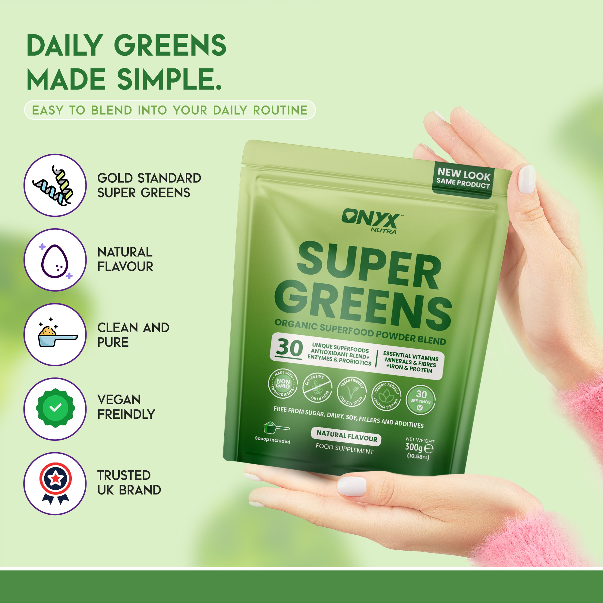 Super Greens Powder - High in Vitamins & Protein Fibre