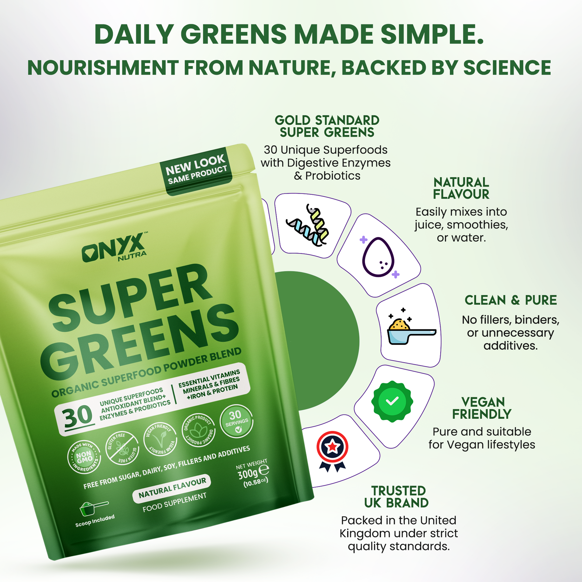 Super Greens Powder - High in Vitamins & Protein Fibre