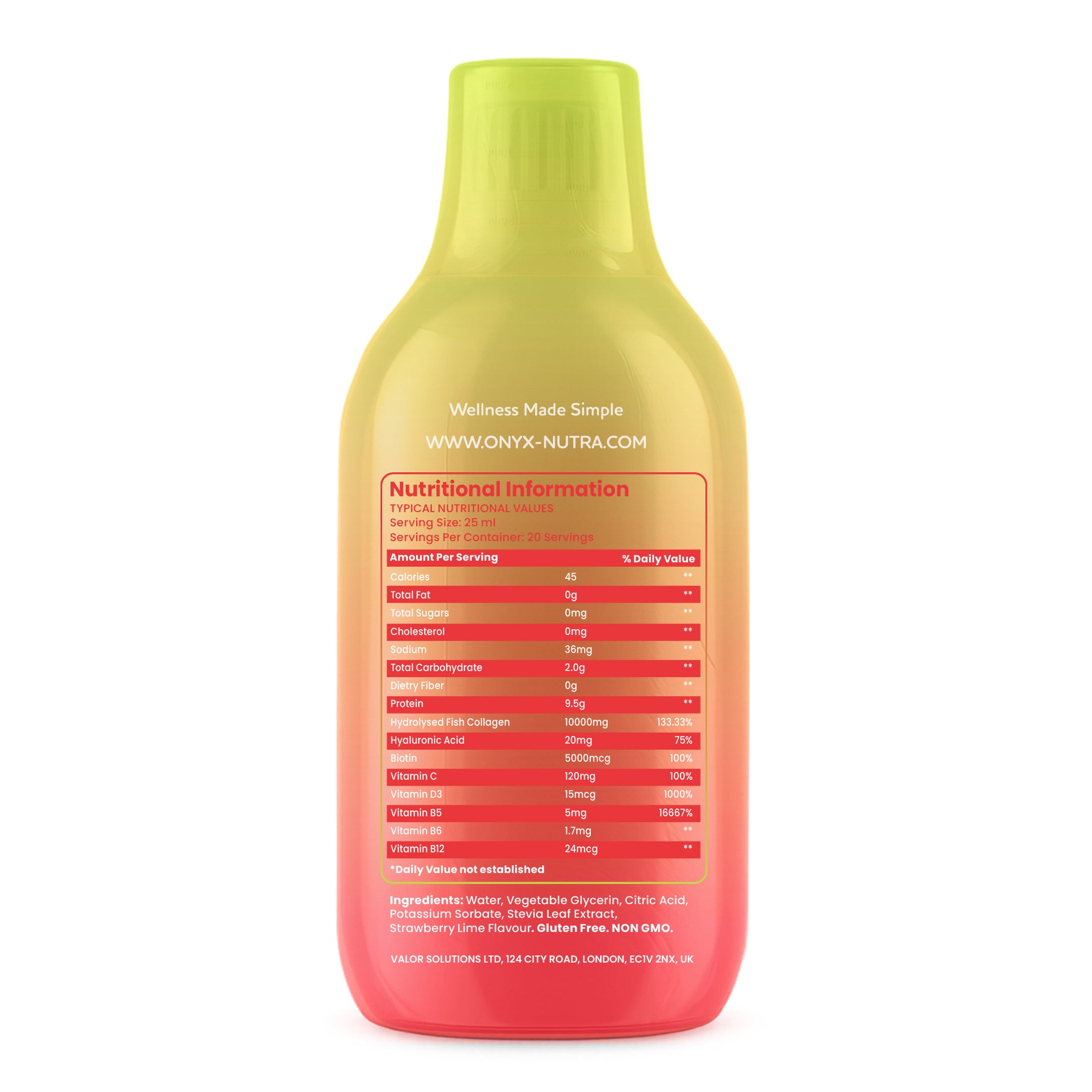 Collagen Glow Liquid Peptides Strawberry Lime