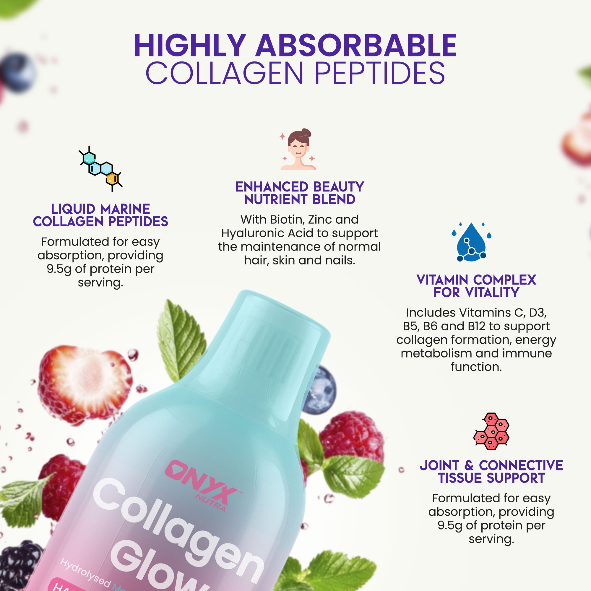Collagen Glow Liquid Peptides Mixed Berries